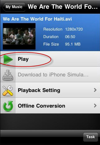 Play Video or Music on iOS Device